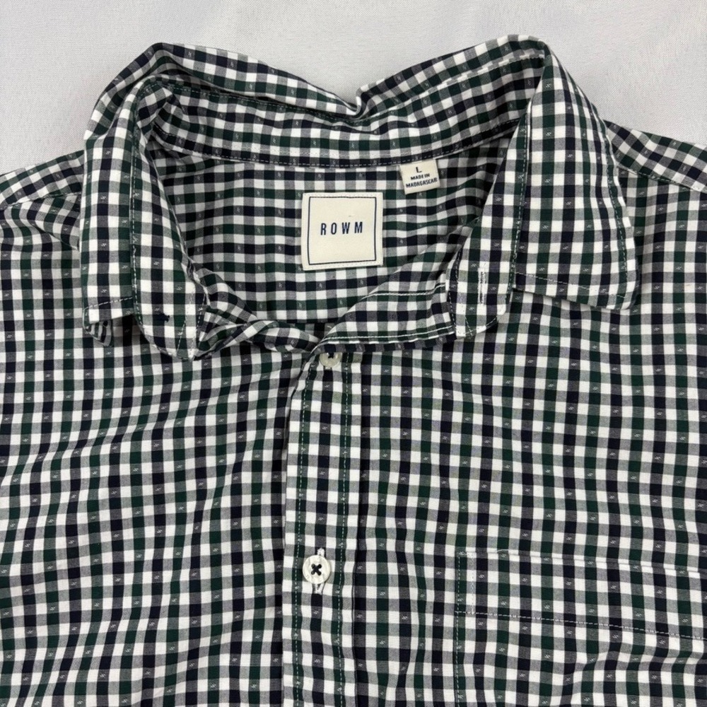 ROWM Long Sleeve Men L. Gingham Shirt Classic Preppy Smart Casual Office Modern